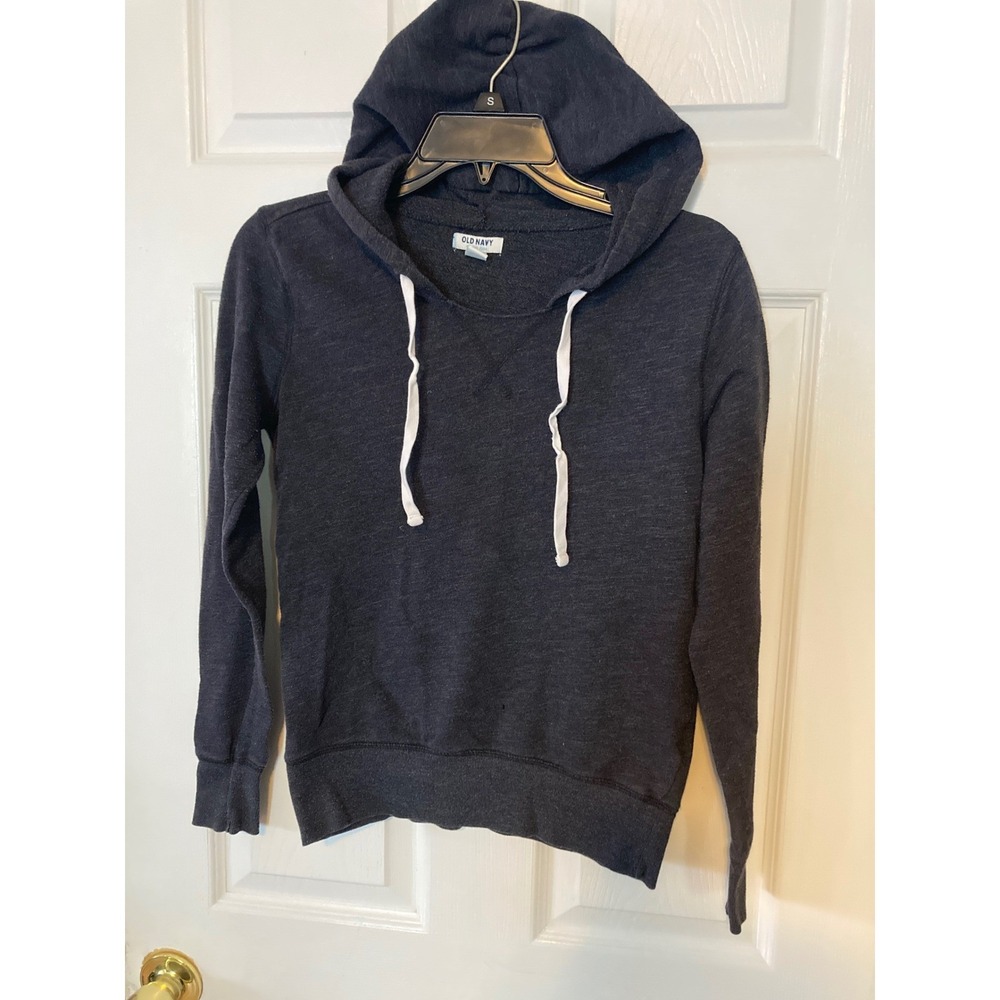 Old Navy‎ Womens XS Charcoal Gray Heathered Fleece Pullover Hoodie Sweatshirt